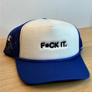 Field Grade Mens F*CK IT Trucker Hat Blue White Snapback Mesh Cap Embroidered